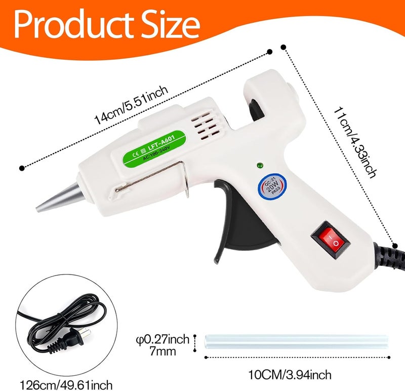 SUJADE Hot Glue Gun with 30 Glue Sticks, Fast Preheating Hot Melt Gun, Mini Glue Gun Kit for Kids DIY School Craft Projects and Quick Home Repairs, 20W White - Image 5
